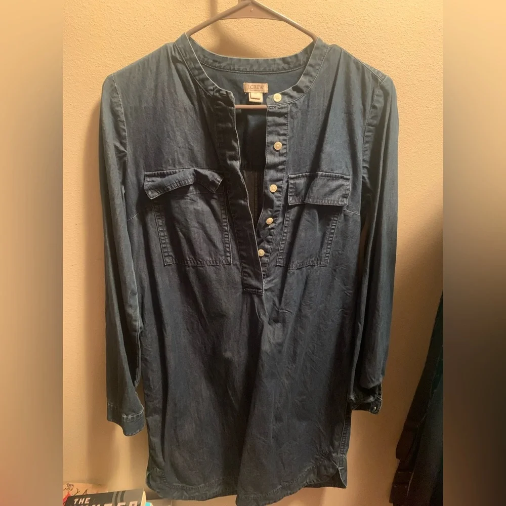 J.Crew Denim knee-length dress/tunic XS - Picture 2 of 10